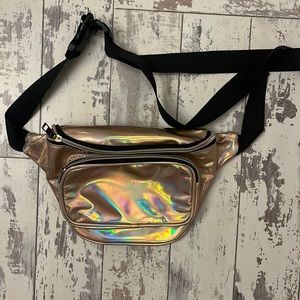 Pink holographic belt bag